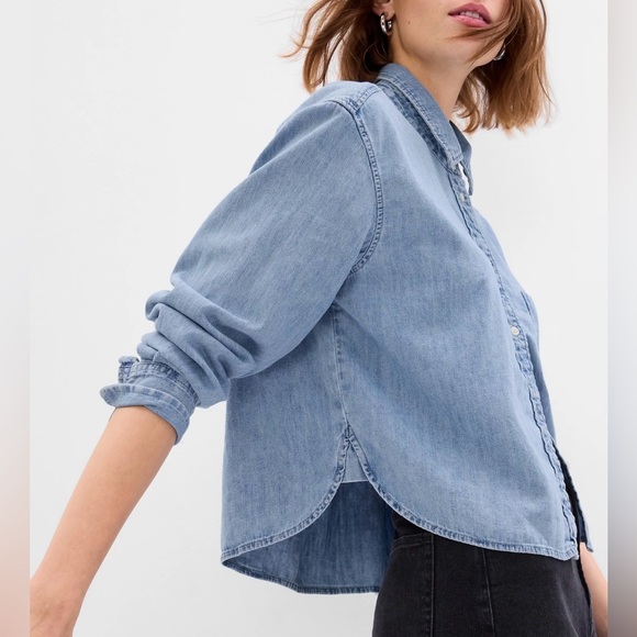 NWT Gap cropped denim shirt - Picture 6 of 6